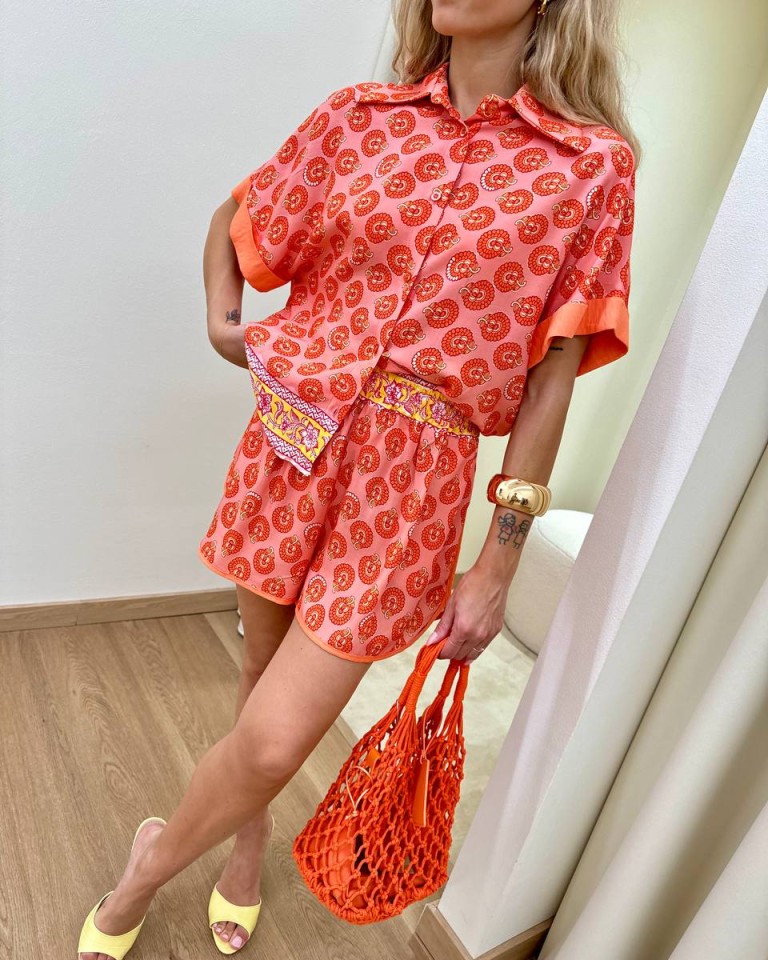 Short fantasia floreale salmone e arancio HaveOne Shop Online Short fantasia floreale salmone e arancio HaveOne