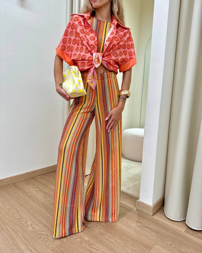 Pantalone palazzo crochet multicolor HaveOne Shop Online Pantalone palazzo crochet multicolor HaveOne