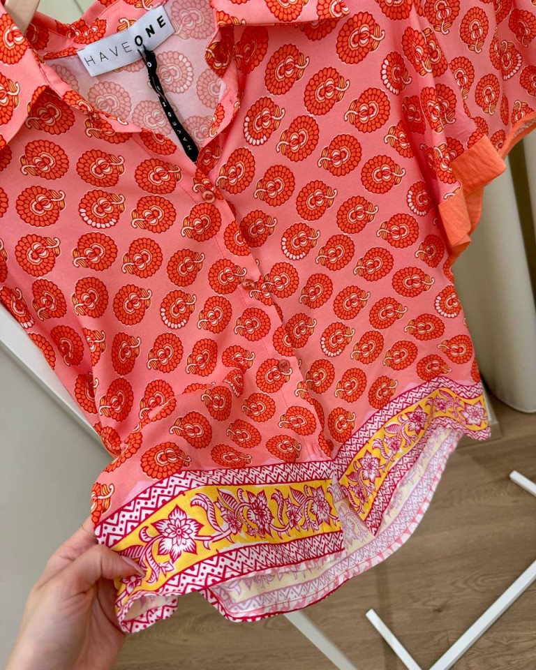 Camicia fantasia floreale salmone HaveOne Shop Online Camicia fantasia floreale salmone HaveOne