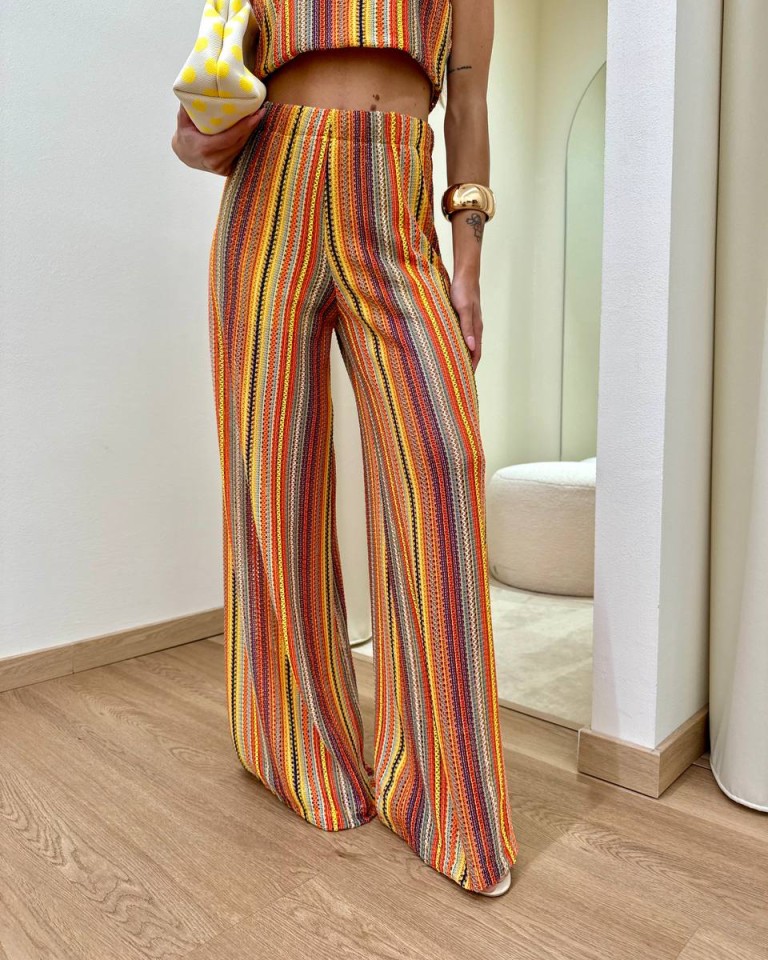 Pantalone palazzo crochet multicolor HaveOne Shop Online Pantalone palazzo crochet multicolor HaveOne