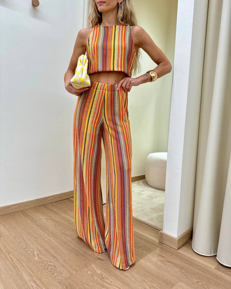Pantalone palazzo crochet multicolor HaveOne Shop Online Pantalone palazzo crochet multicolor HaveOne
