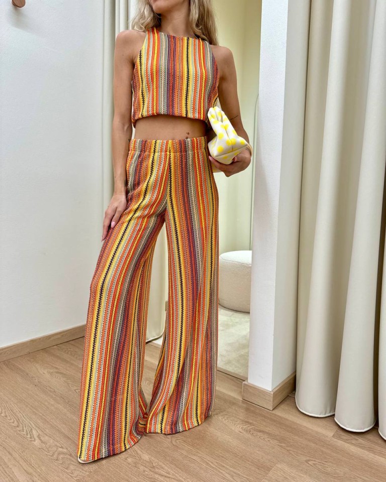 Pantalone palazzo crochet multicolor HaveOne Shop Online Pantalone palazzo crochet multicolor HaveOne