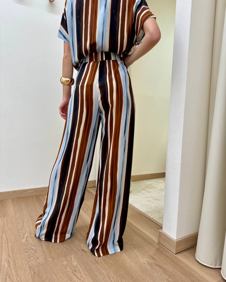 Pantalone palazzo righe moro e celesti HaveOne Shop Online Pantalone palazzo righe moro e celesti HaveOne