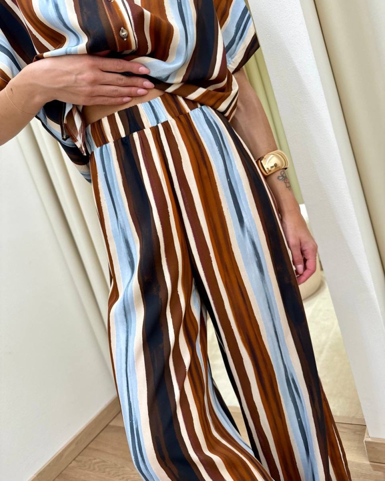 Pantalone palazzo righe moro e celesti HaveOne Shop Online Pantalone palazzo righe moro e celesti HaveOne