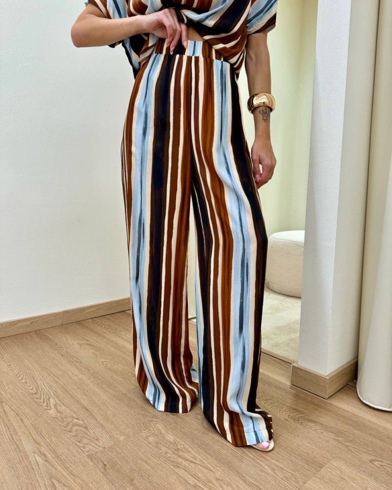 Pantalone palazzo righe moro e celesti HaveOne Shop Online Pantalone palazzo righe moro e celesti HaveOne