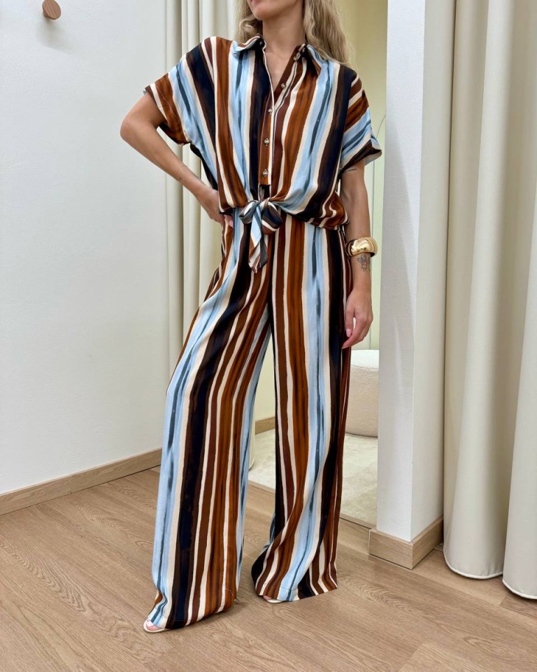 Pantalone palazzo righe moro e celesti HaveOne Shop Online Pantalone palazzo righe moro e celesti HaveOne