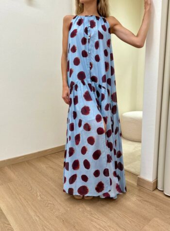 Shop Online Vestito lungo pois carta zucchero e bordeaux Vicolo