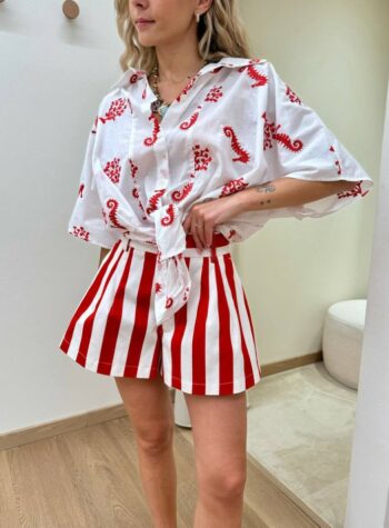 Shop Online Short svasato righe rosse e bianche Vicolo