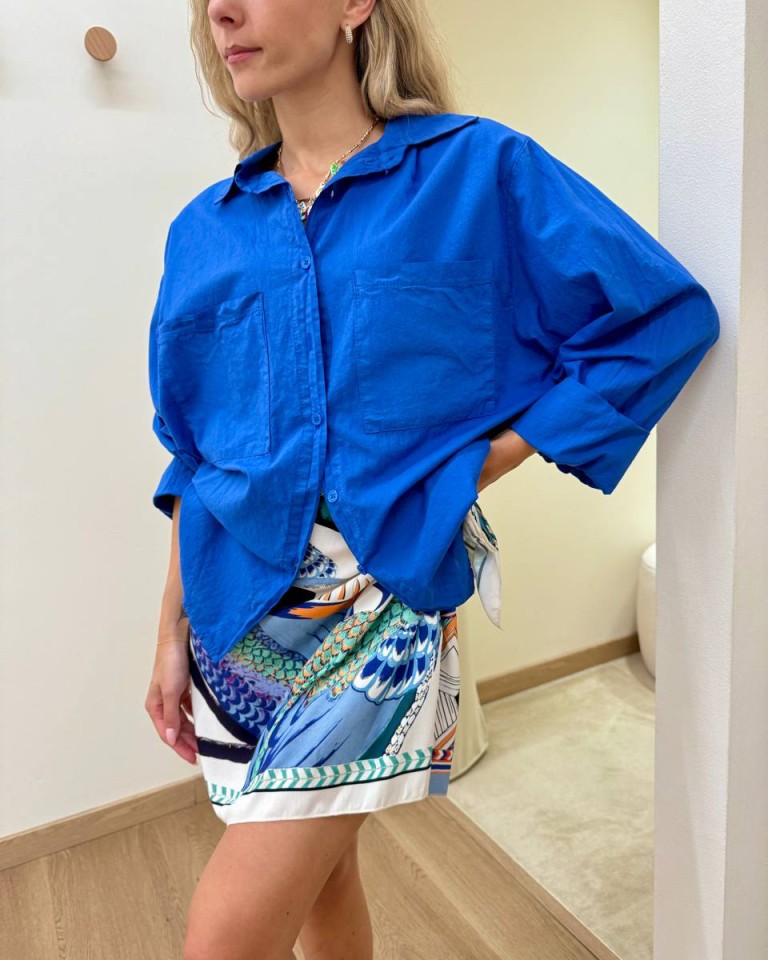 Camicia over in cotone leggero blu HaveOne Shop Online Camicia over in cotone leggero blu HaveOne