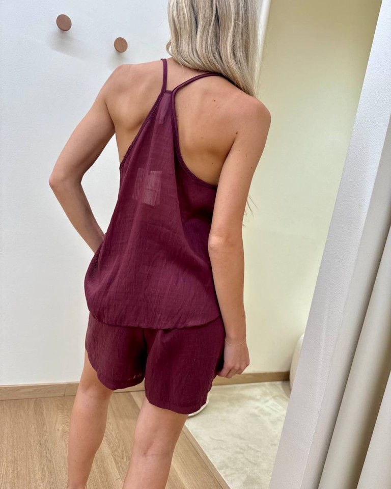 Completo top e shorts bordo plissé india Tensione In Shop Online Completo top e shorts bordo plissé india Tensione In