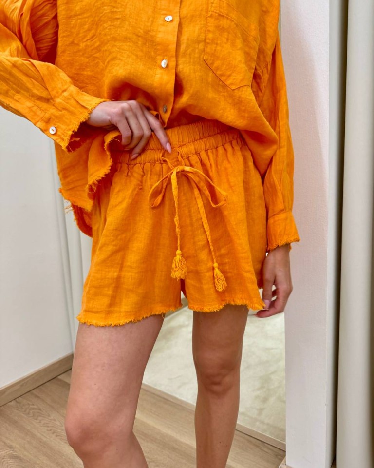 Completo camicia e shorts lino arancio Tensione In Shop Online Completo camicia e shorts lino arancio Tensione In