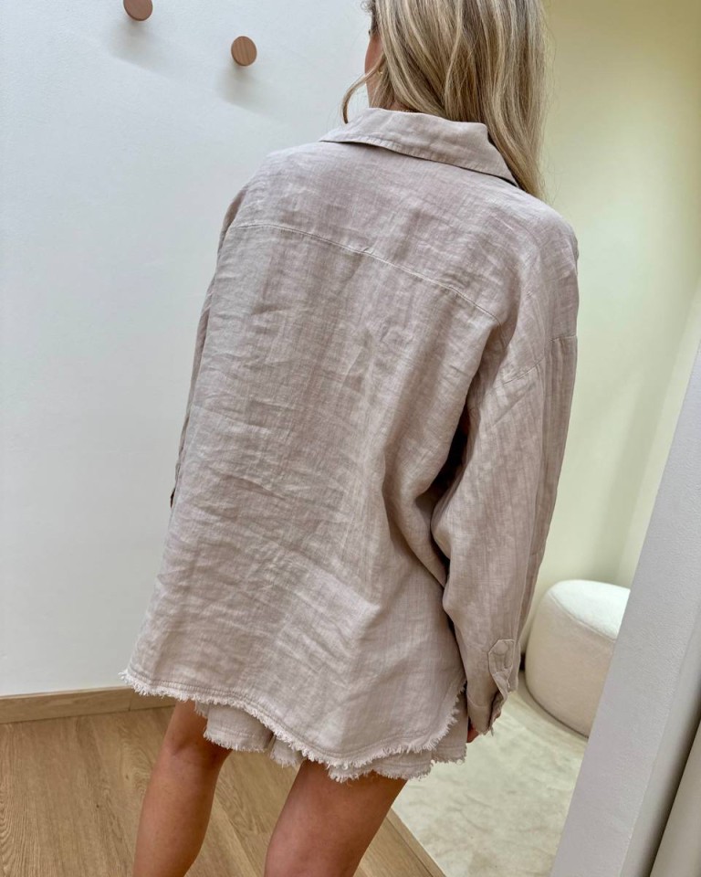 Completo camicia e shorts lino sabbia Tensione In Shop Online Completo camicia e shorts lino sabbia Tensione In