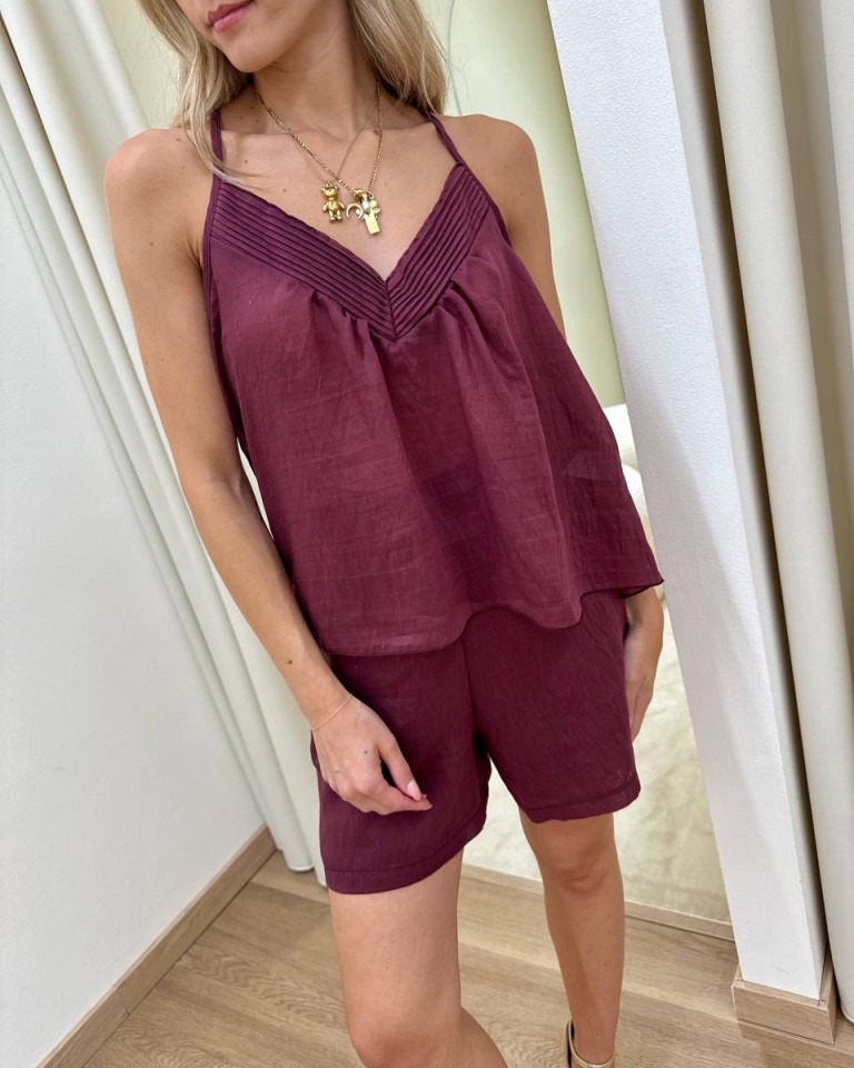 Completo top e shorts bordo plissé india Tensione In Shop Online Completo top e shorts bordo plissé india Tensione In