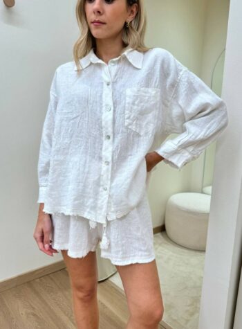 Shop Online Completo camicia e shorts lino panna Tensione In