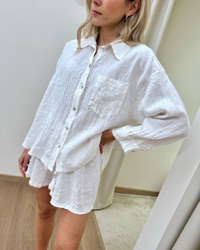 Completo camicia e shorts lino panna Tensione In Shop Online Completo camicia e shorts lino panna Tensione In