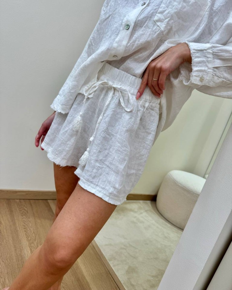 Completo camicia e shorts lino panna Tensione In Shop Online Completo camicia e shorts lino panna Tensione In