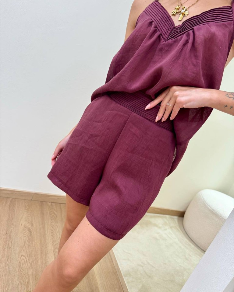Completo top e shorts bordo plissé india Tensione In Shop Online Completo top e shorts bordo plissé india Tensione In