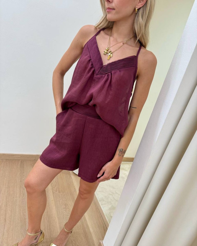 Completo top e shorts bordo plissé india Tensione In Shop Online Completo top e shorts bordo plissé india Tensione In