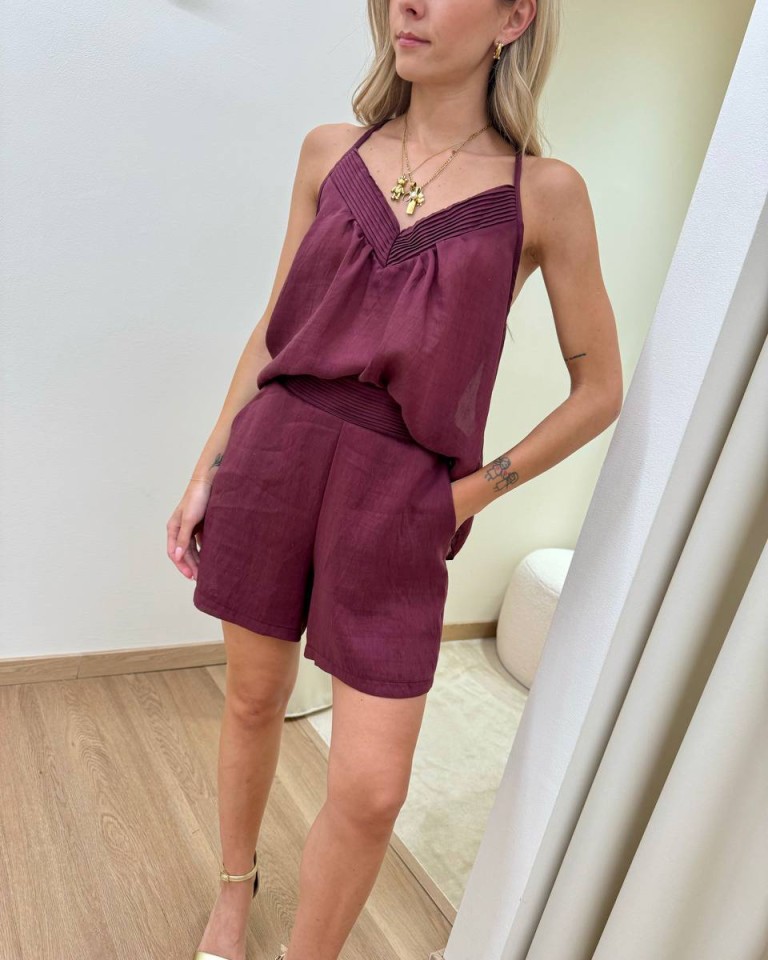 Completo top e shorts bordo plissé india Tensione In Shop Online Completo top e shorts bordo plissé india Tensione In