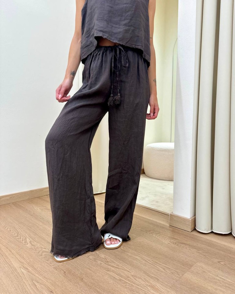 Pantalone moro palazzo 100% lino Tensione In Shop Online Pantalone moro palazzo 100% lino Tensione In