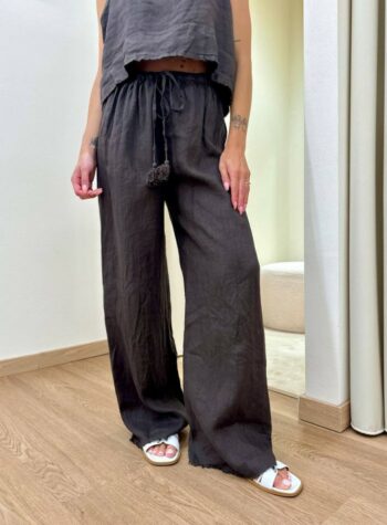 Shop Online Pantalone moro palazzo 100% lino Tensione In