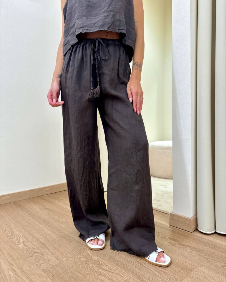 Pantalone moro palazzo 100% lino Tensione In Shop Online Pantalone moro palazzo 100% lino Tensione In