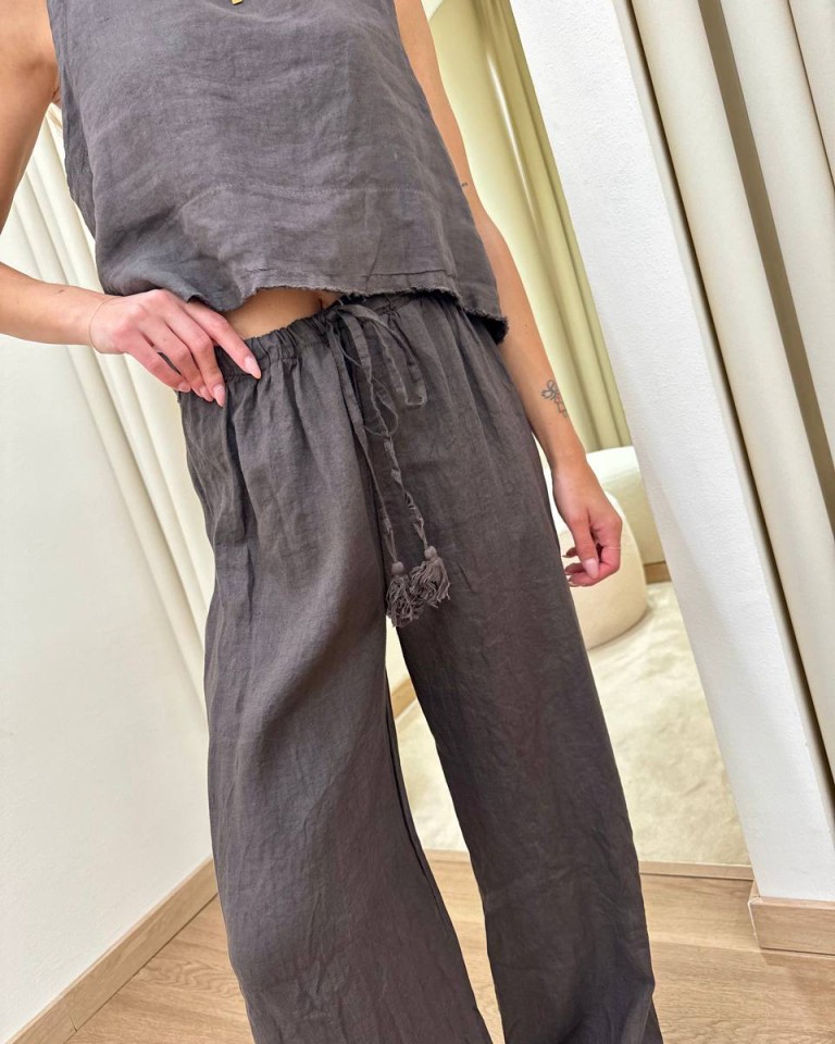 Pantalone moro palazzo 100% lino Tensione In Shop Online Pantalone moro palazzo 100% lino Tensione In