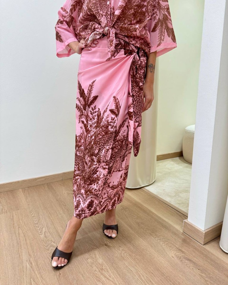 Gonna pareo lunga leopardi rosa e moro Tensione In Shop Online Gonna pareo lunga leopardi rosa e moro Tensione In