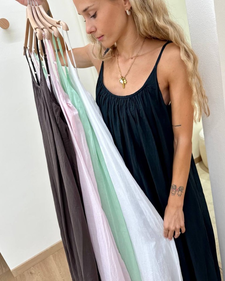 Vestito in cotone lungo svasato panna Tensione In Shop Online Vestito in cotone lungo svasato panna Tensione In