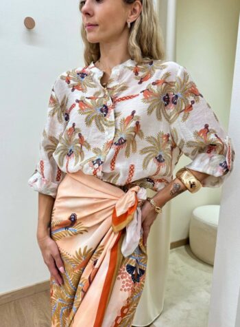 Shop Online Camicia ampia coreana burro fantasia pavoni HaveOne