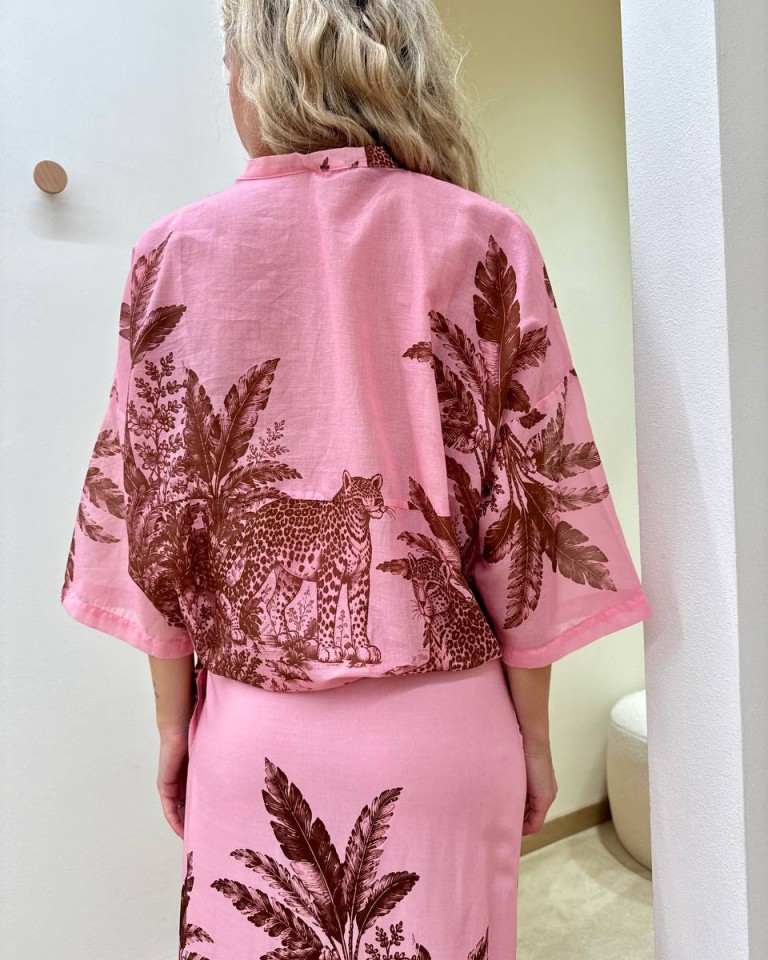 Camicia mussola leopardi rosa e moro Tensione In Shop Online Camicia mussola leopardi rosa e moro Tensione In