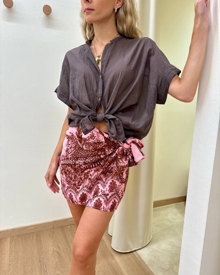 Gonna pareo corta leopardi rosa e moro Tensione In Shop Online Gonna pareo corta leopardi rosa e moro Tensione In
