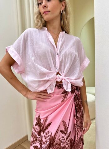 Shop Online Camicia nodo manica corta rosa Tensione In