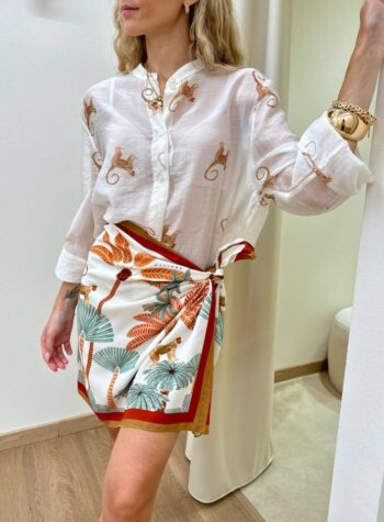 Shop Online Camicia ampia coreana burro fantasia scimmie tabacco HaveOne