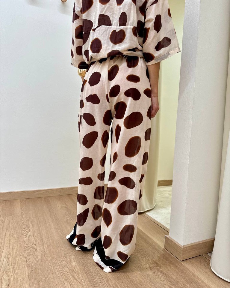 Pantalone palazzo pois burro e moro Tensione In Shop Online Pantalone palazzo pois burro e moro Tensione In
