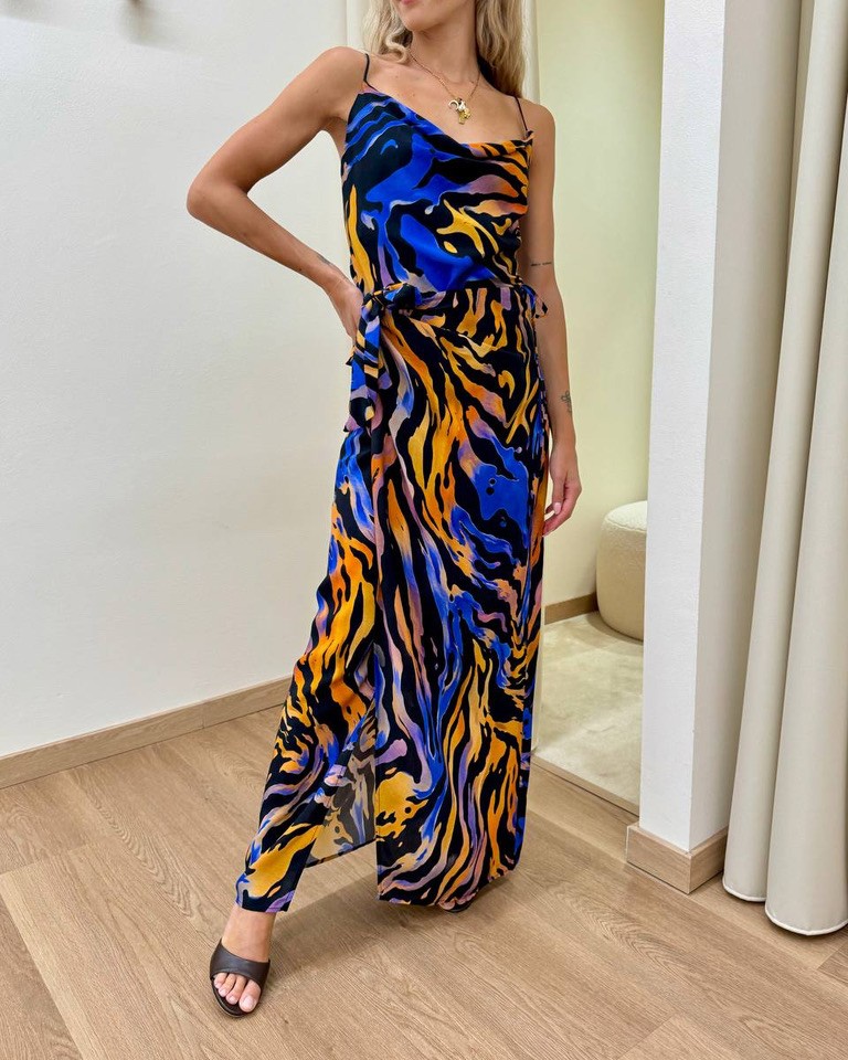 Top fantasia astratta nera blu e arancio HaveOne Shop Online Top fantasia astratta nera blu e arancio HaveOne