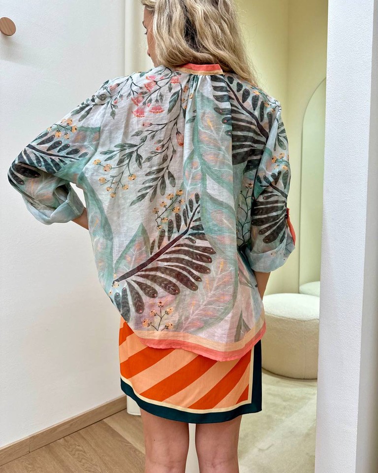 Camicia coreana fantasia cocorita verde acqua HaveOne Shop Online Camicia coreana fantasia cocorita verde acqua HaveOne