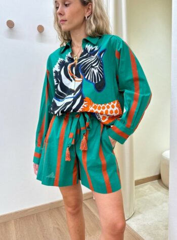 Shop Online Camicia verde e rossa maxi stampa zebra Souvenir