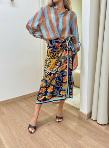 Shop Online Gonna pareo lunga fantasia leopardo blu HaveOne