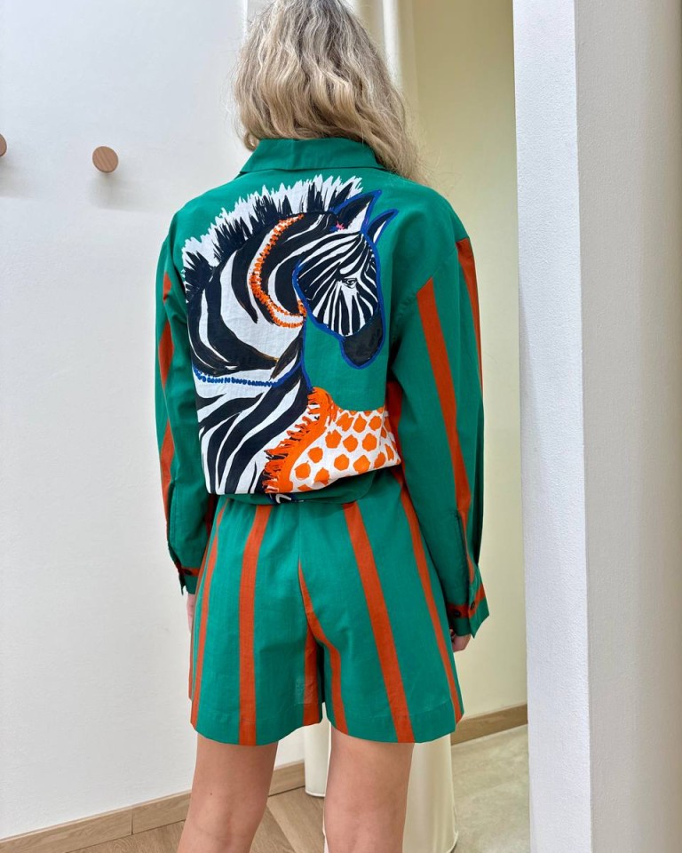 Shorts righe verde e rosso Souvenir Shop Online Shorts righe verde e rosso Souvenir