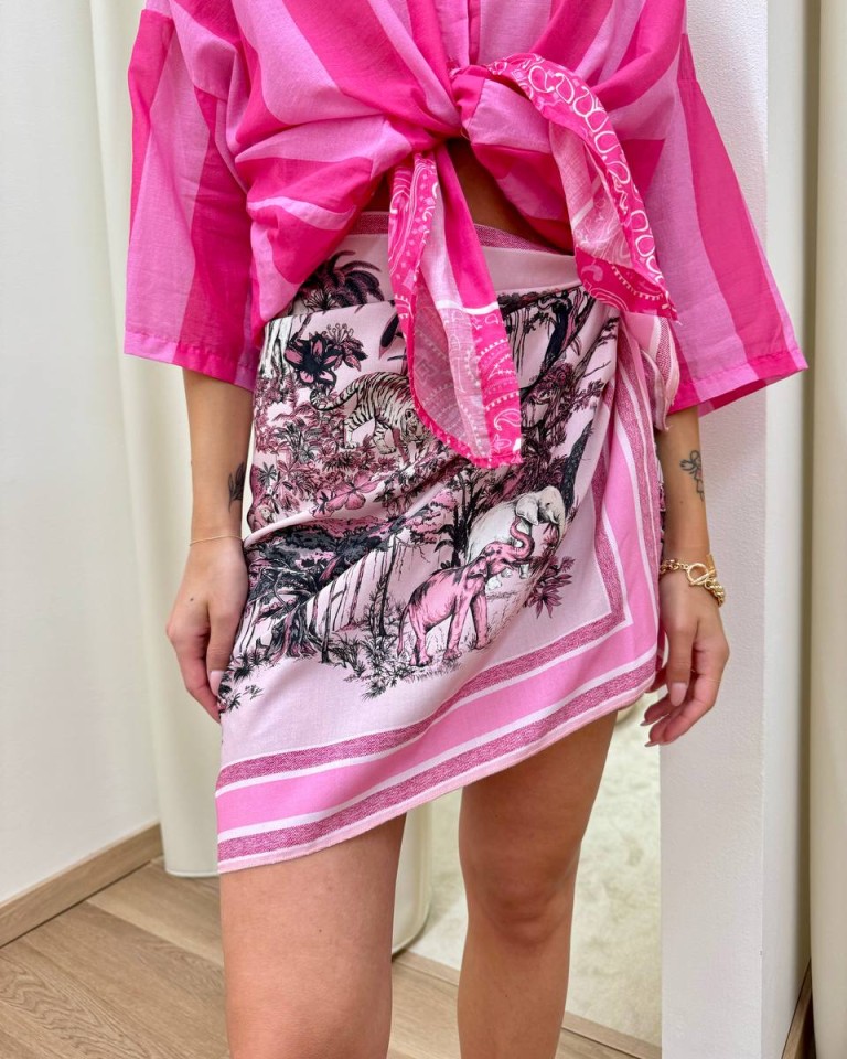 Gonna corta pareo fantasia foresta rosa Tensione In Shop Online Gonna corta pareo fantasia foresta rosa Tensione In