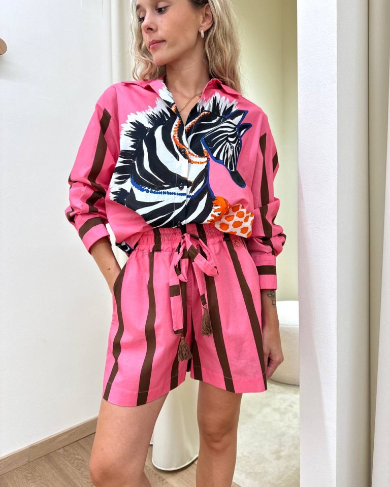 Shorts righe rosa e cioccolato Souvenir Shop Online Shorts righe rosa e cioccolato Souvenir