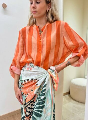 Shop Online Camicia coreana righe arancio chiaro e scuro HaveOne