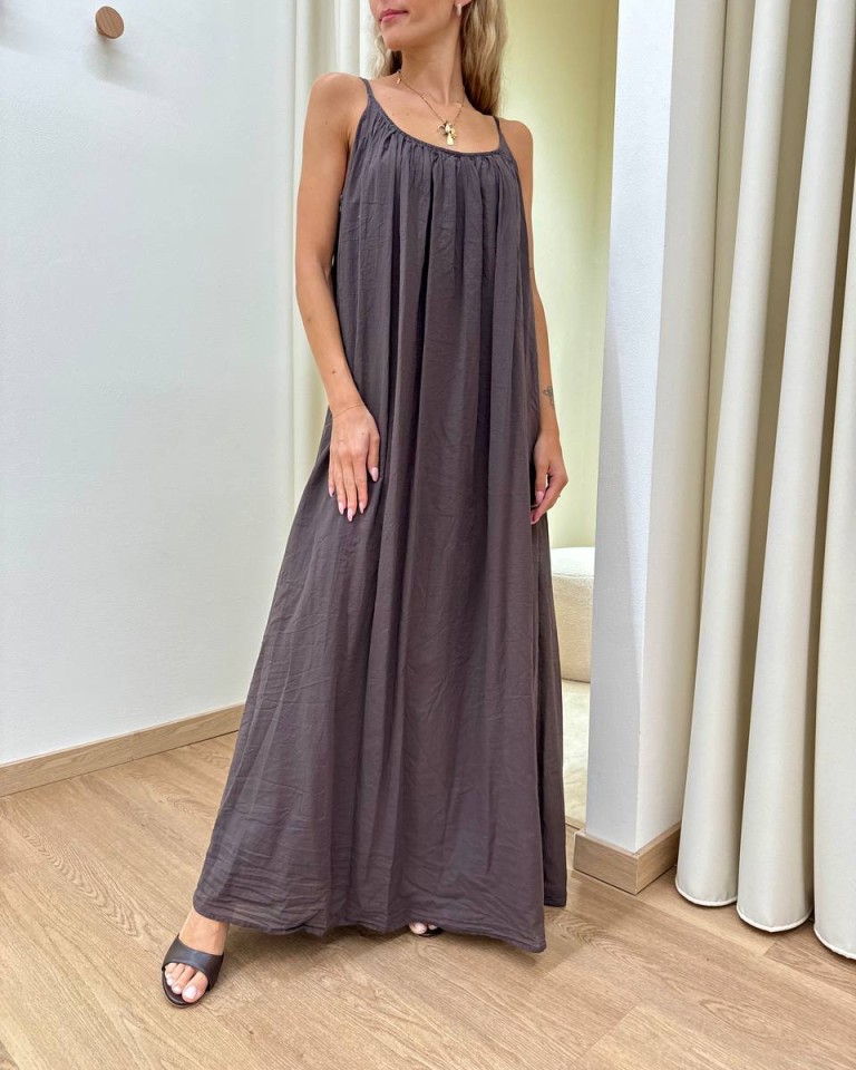 Vestito in cotone lungo svasato moro Tensione In Shop Online Vestito in cotone lungo svasato moro Tensione In