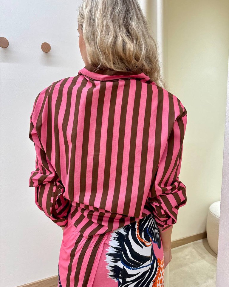 Camicia coreana righe rosa e cioccolato Souvenir Shop Online Camicia coreana righe rosa e cioccolato Souvenir