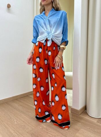 Shop Online Pantalone palazzo pois rosso e celeste Tensione In