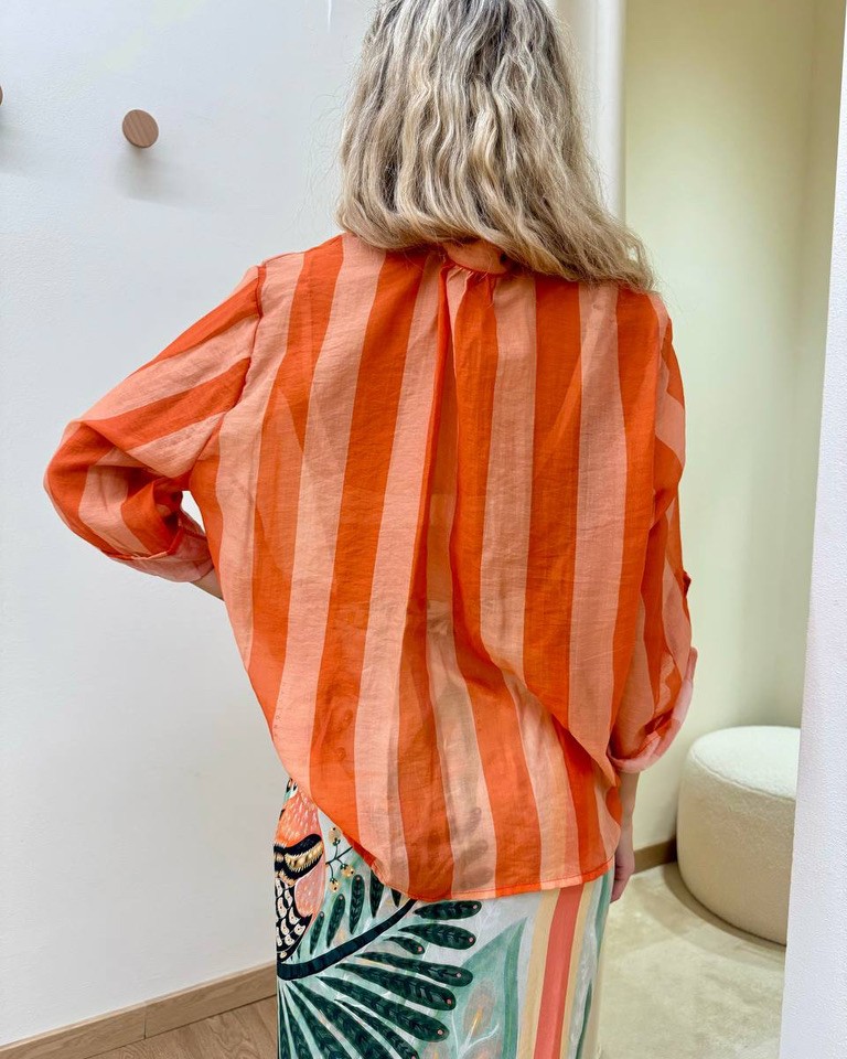 Camicia coreana righe arancio chiaro e scuro HaveOne Shop Online Camicia coreana righe arancio chiaro e scuro HaveOne