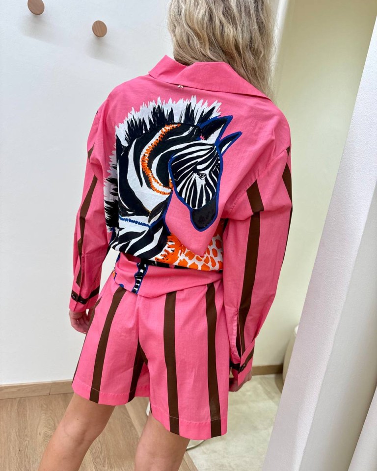 Shorts righe rosa e cioccolato Souvenir Shop Online Shorts righe rosa e cioccolato Souvenir