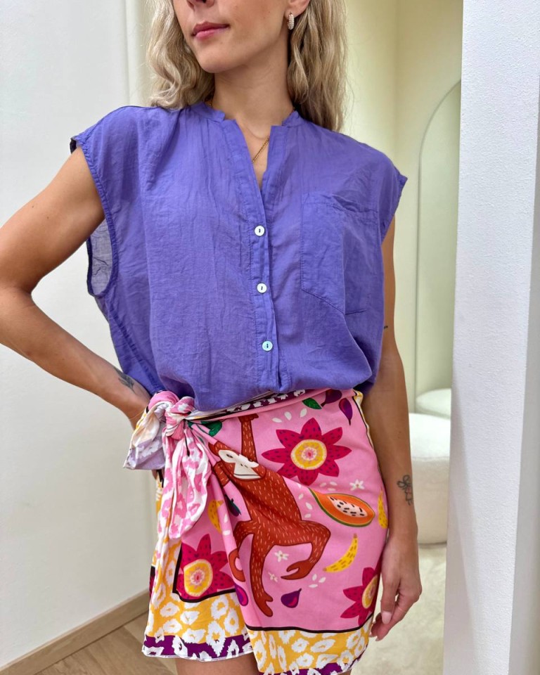 Camicia coreana smanicata viola Tensione In Shop Online Camicia coreana smanicata viola Tensione In