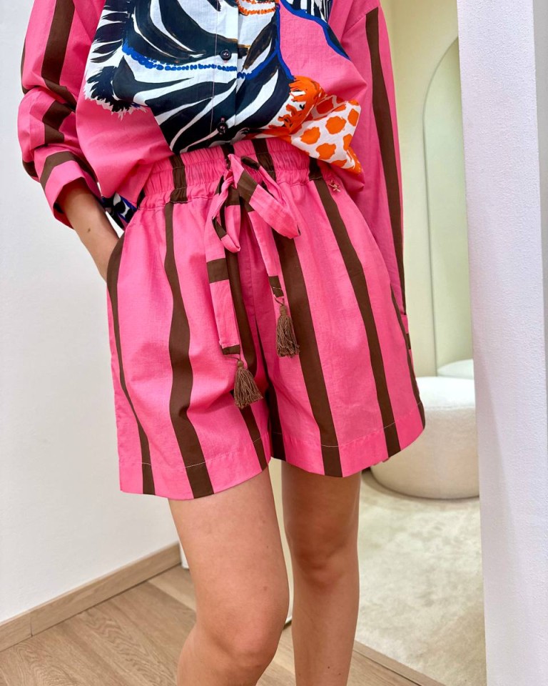 Shorts righe rosa e cioccolato Souvenir Shop Online Shorts righe rosa e cioccolato Souvenir